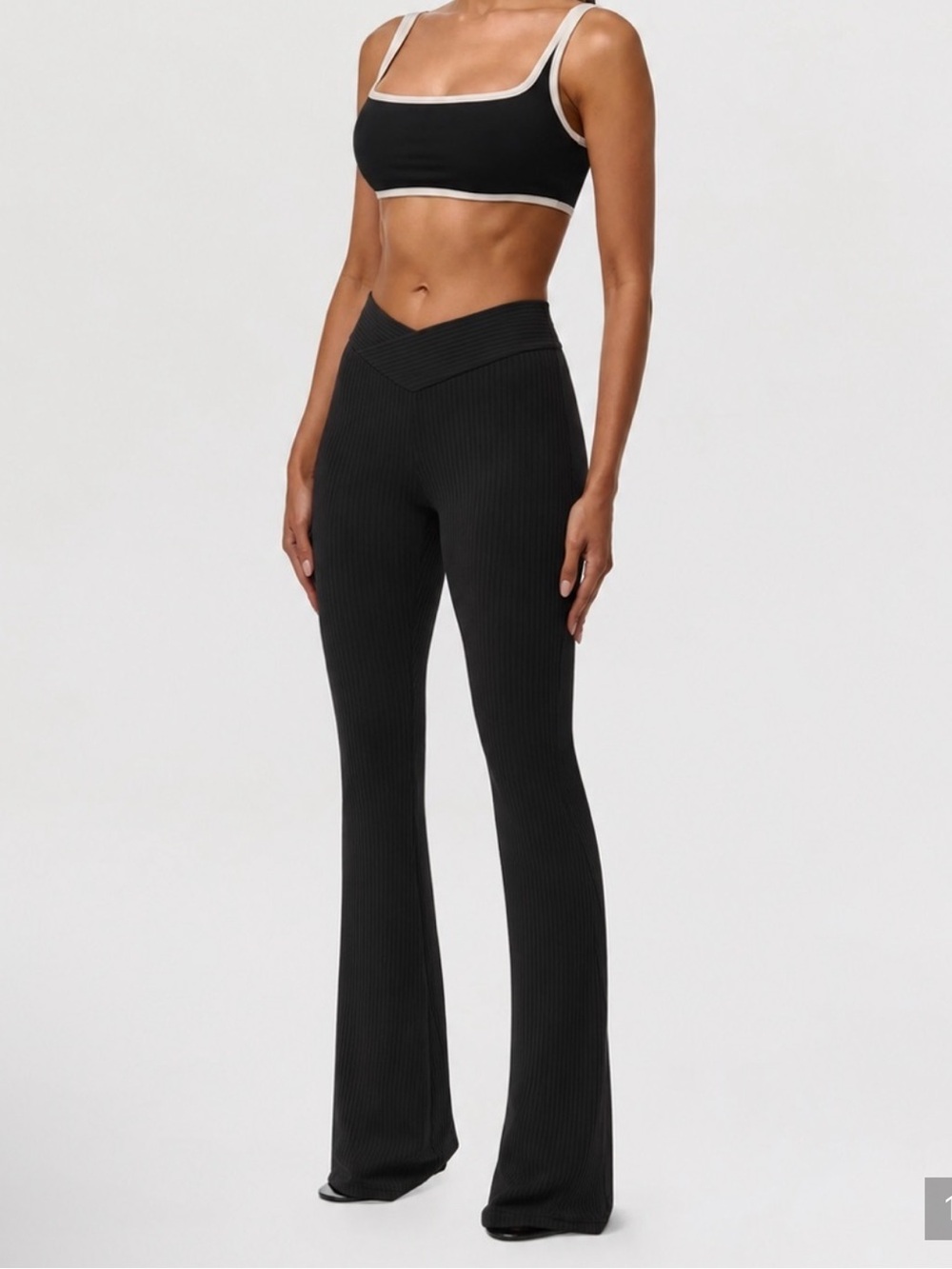 naked wardrobe Black Ribbed High-Waist  Pants